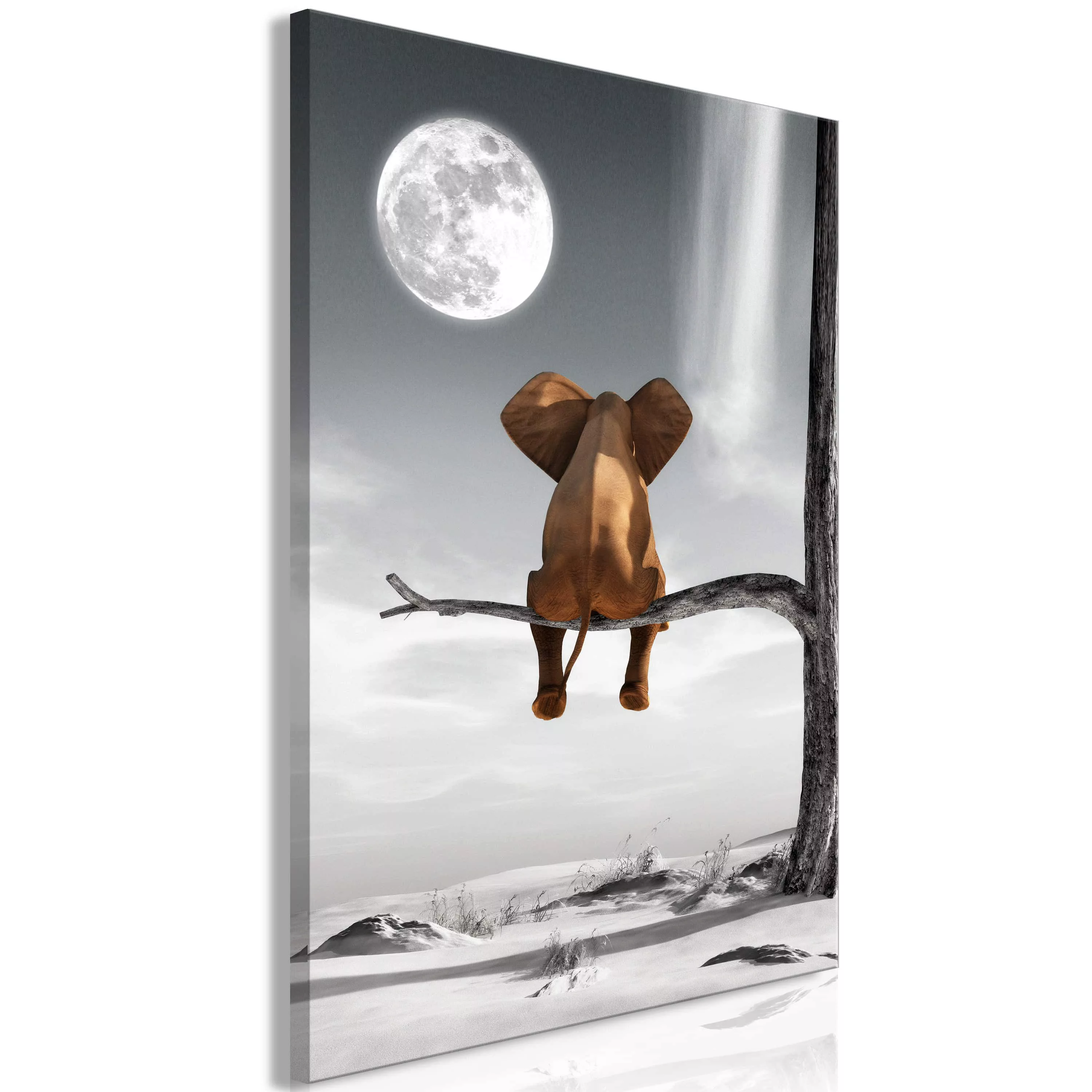 Wandbild - Elephant and Moon (1 Part) Vertical günstig online kaufen