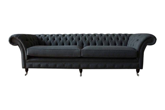 JVmoebel Sofa Designer Schwarzes Chesterfield Sofa 4 Sitzer Couch Textil Po günstig online kaufen