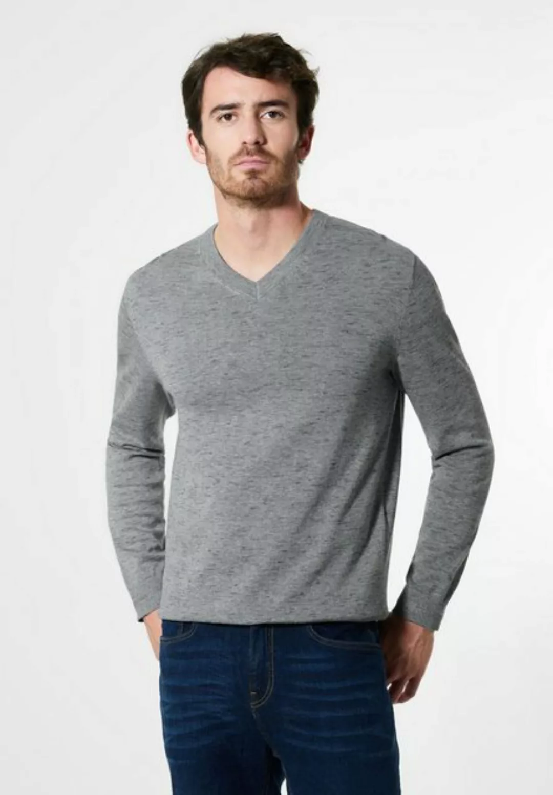 STREET ONE MEN V-Ausschnitt-Pullover in Melange Optik günstig online kaufen