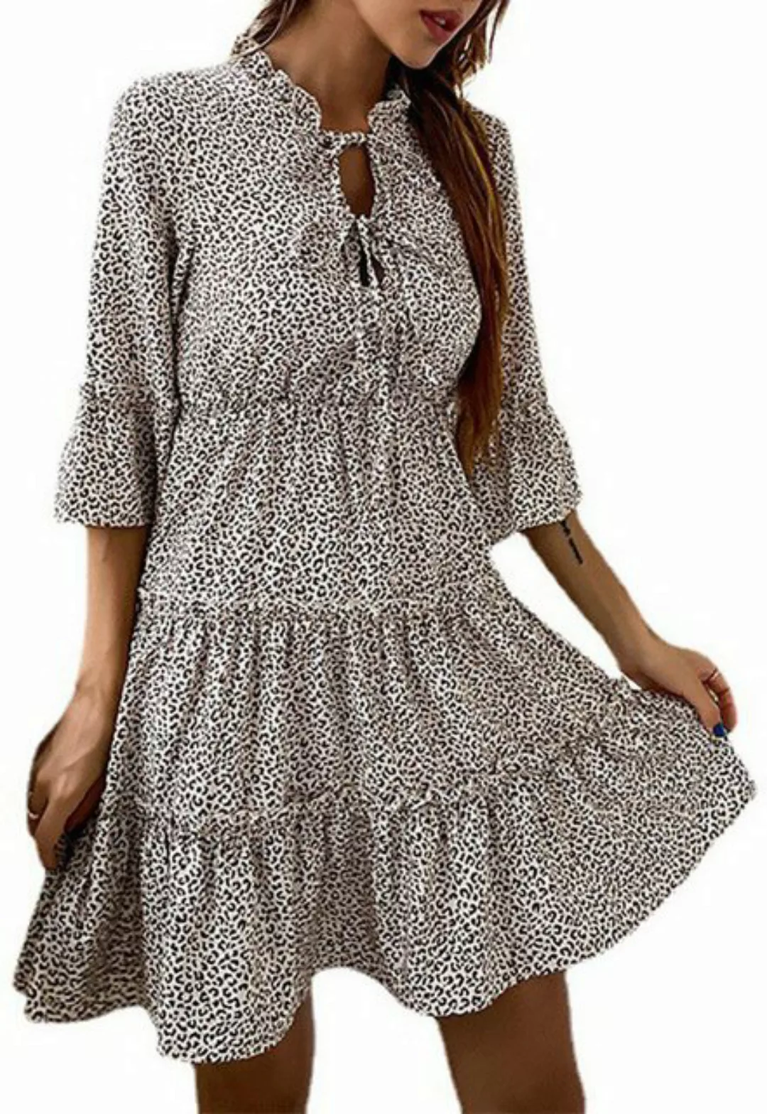 ZWY Dirndl Modisches kurzes Kleid mit schmalem Schnitt und Rüschenkante günstig online kaufen