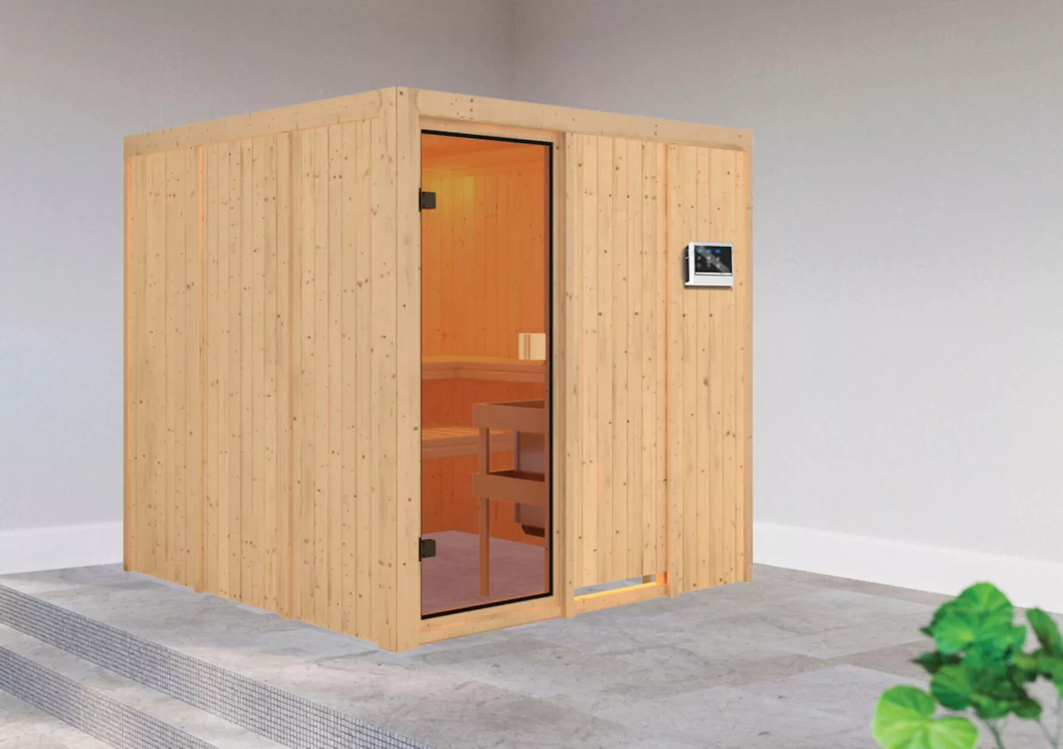 welltime Sauna »Mars«, (Set), 9 kW-Ofen mit ext. Steuerung günstig online kaufen