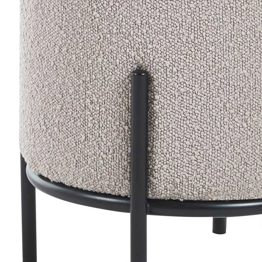 Hocker Boucle Taupe mit Vierfußgestell aus Metall 38 cm hoch günstig online kaufen