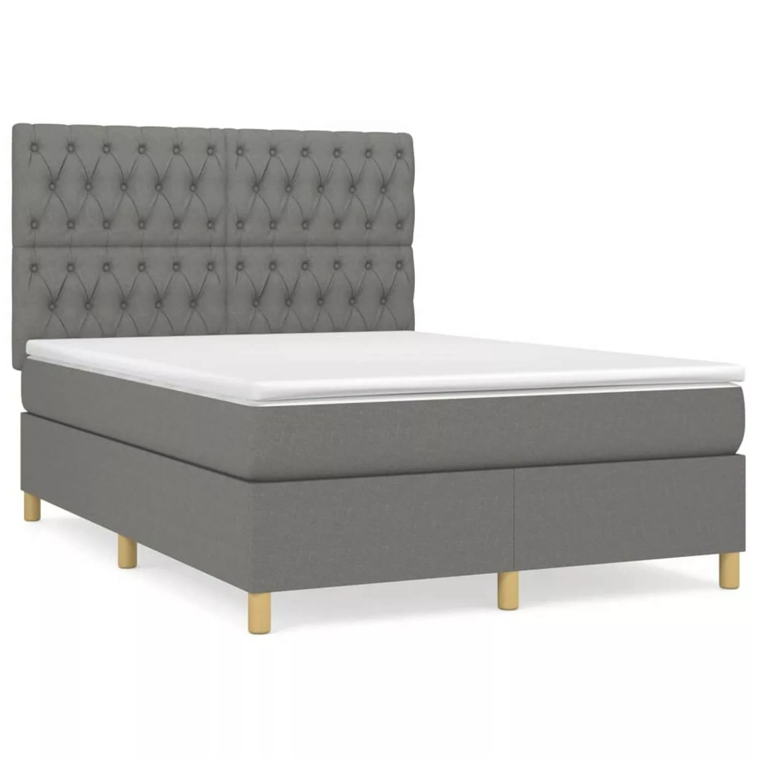 vidaXL Boxspringbett mit Matratze Dunkelgrau 140x200 cm Stoff1358807 günstig online kaufen
