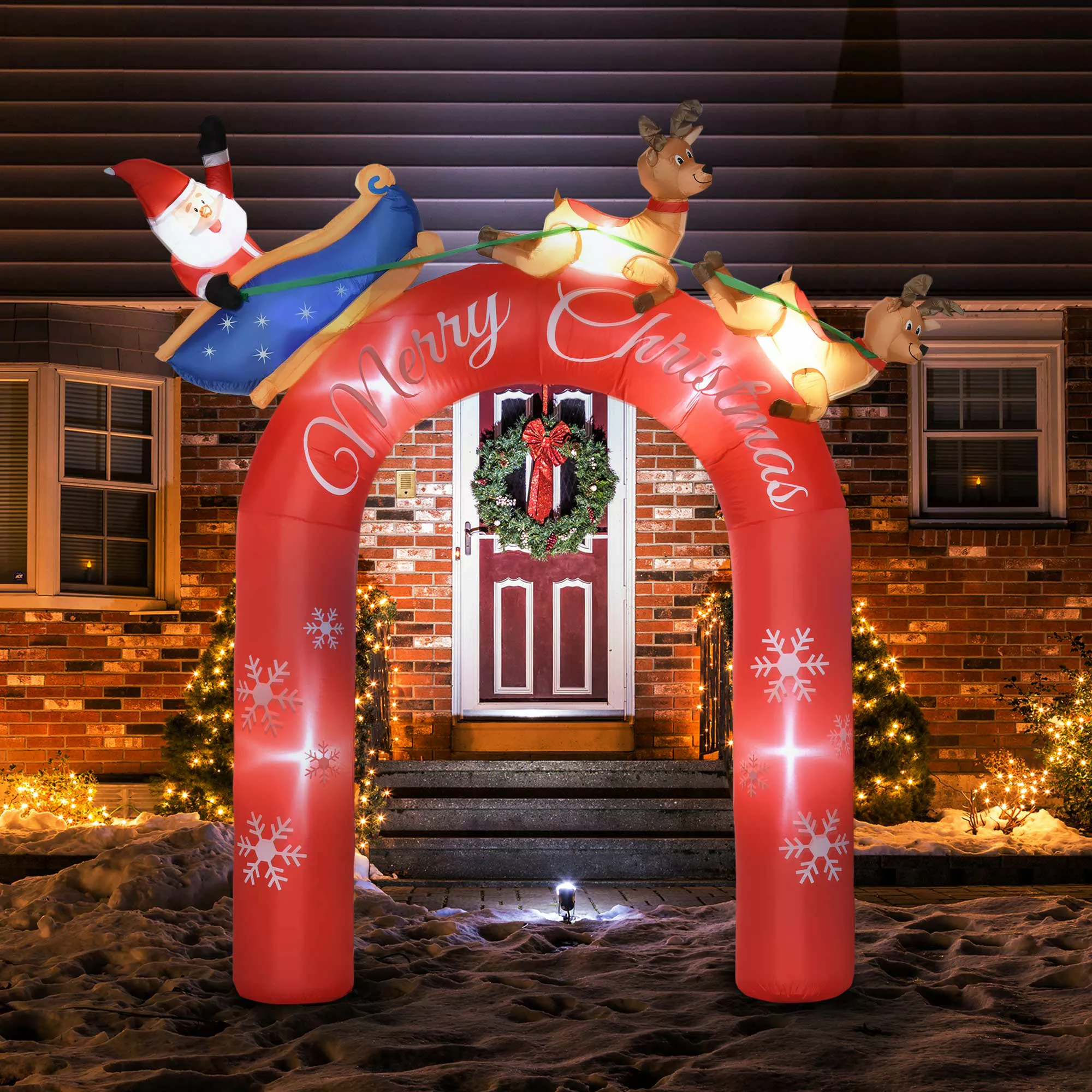 Outsunny 270 cm Aufblasbarer Weihnachtsdeko Torbogen mit Weihnachtsmann und günstig online kaufen