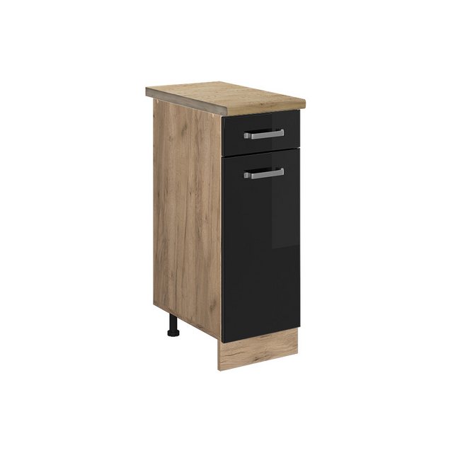 Vicco Unterschrank R-Line, Schwarz Hochglanz/Goldkraft Eiche, 30 cm, AP Eic günstig online kaufen