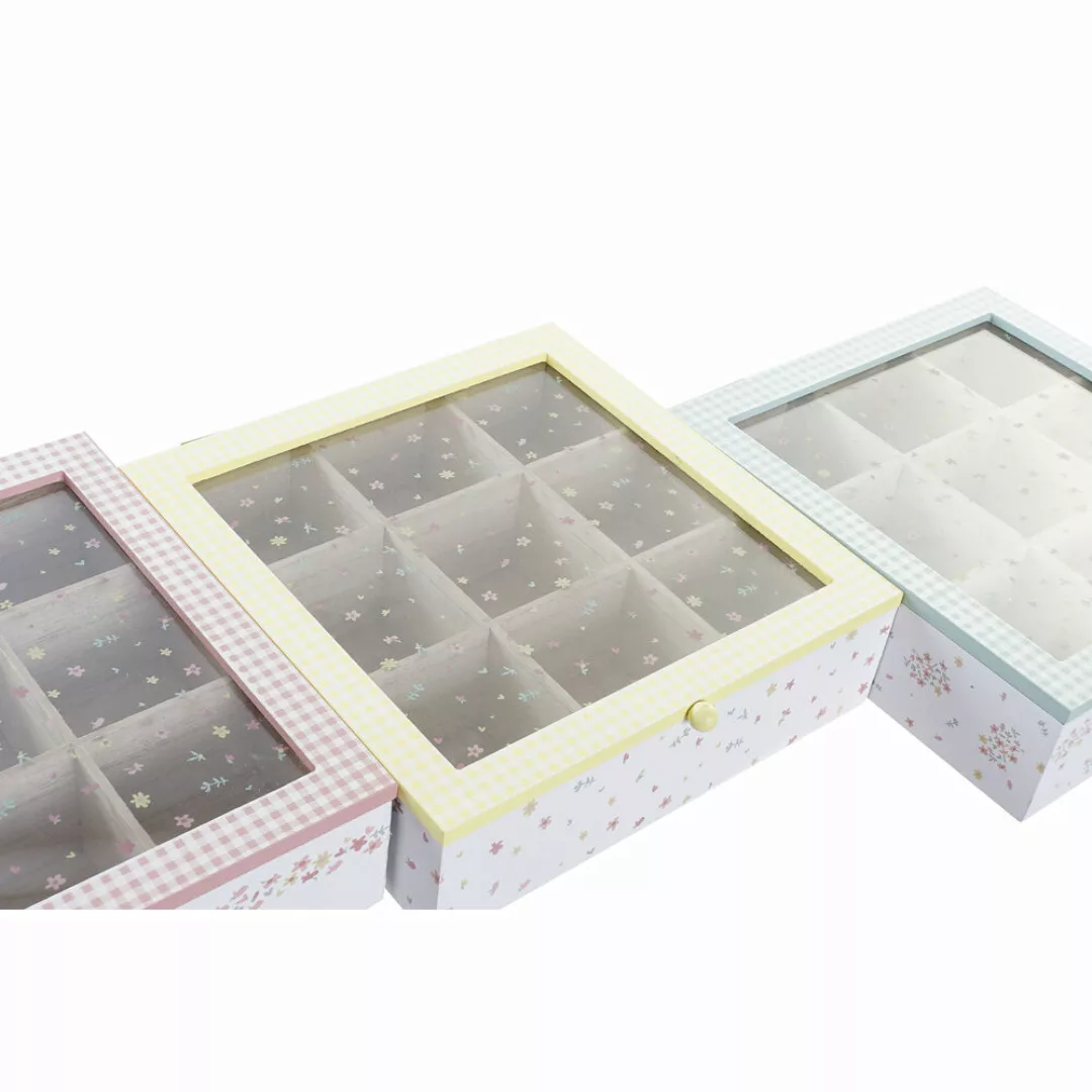 Teebox Dkd Home Decor Kristall Metall Mdf (24 X 24 X 7 Cm) (3 Stück) günstig online kaufen