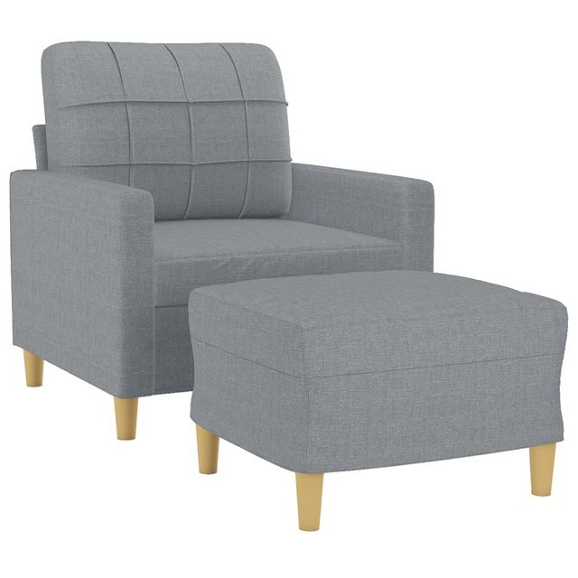 vidaXL Sofa Sessel mit Hocker Hellgrau 60 cm Stoff günstig online kaufen