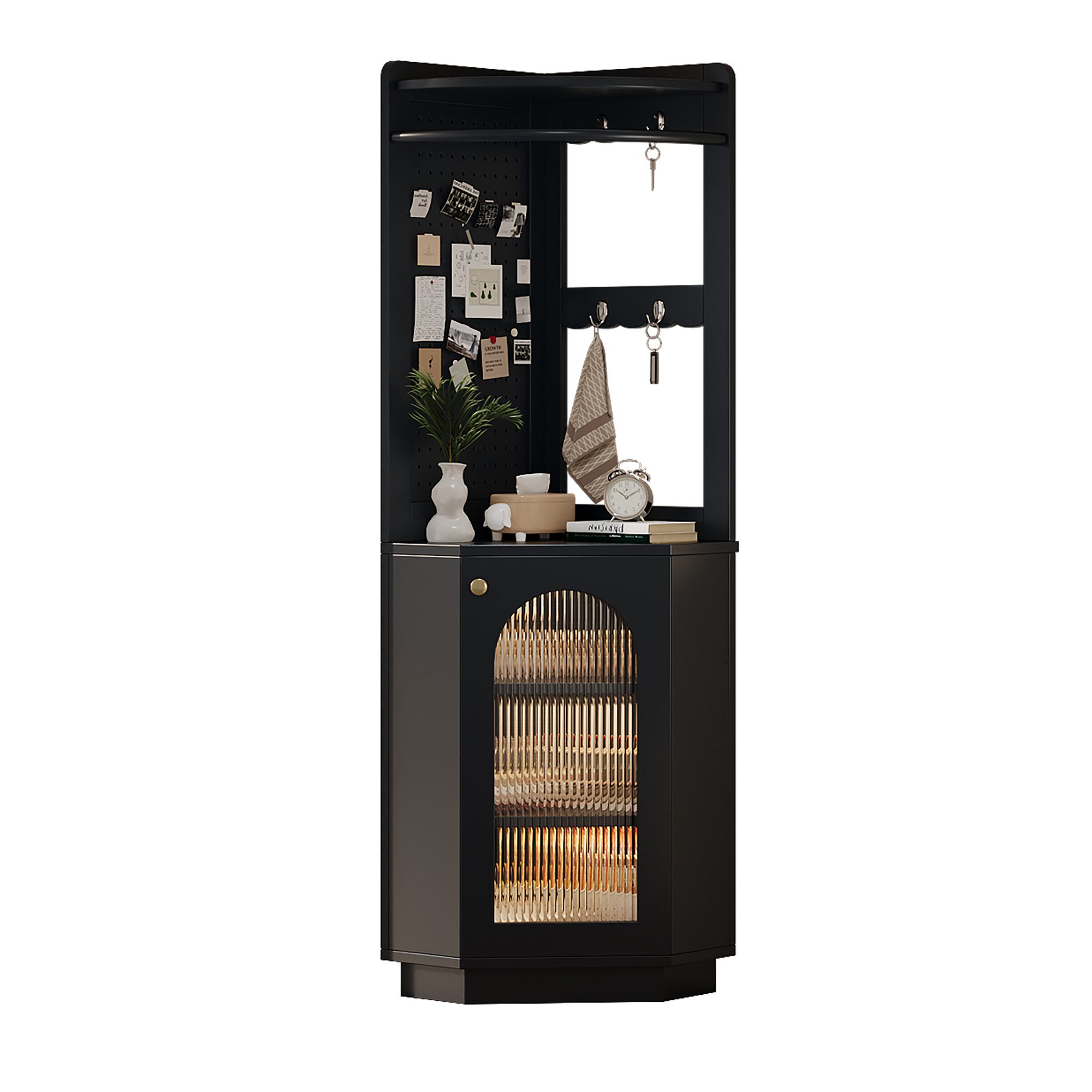MODFU Highboard Badschrank mit Lichtleiste (Badmöbel, günstig online kaufen