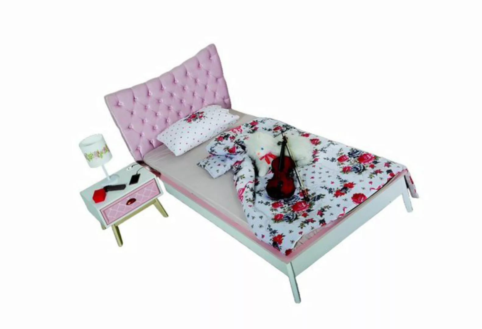 JVmoebel Kinderbett Kinderzimmer Luxus Bett Nachttisch Rosa Set Möbel Desig günstig online kaufen