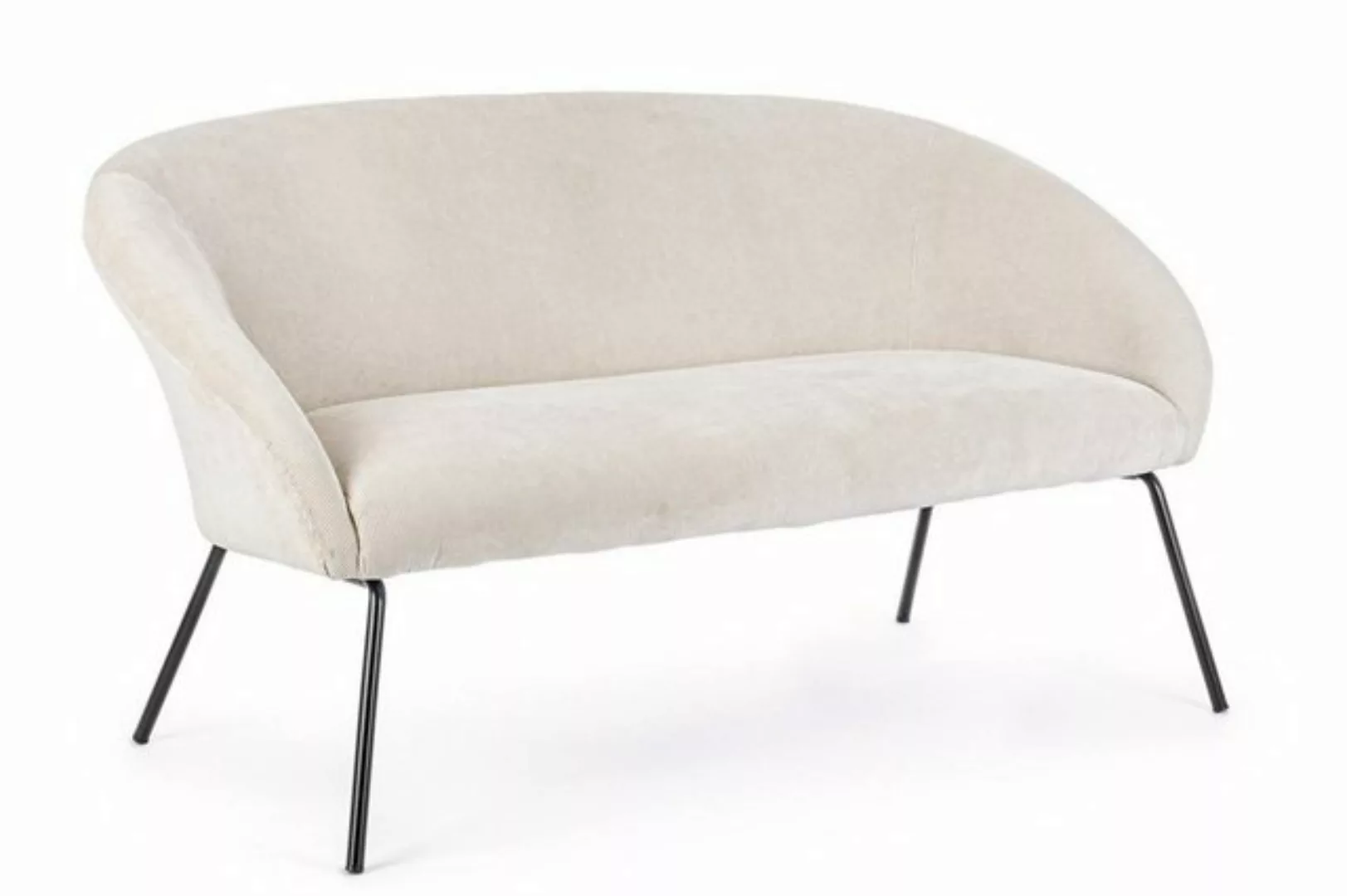 Natur24 Sofa 2-Sitzer Sofa Aiko 142x80x75 Breitcord Stoff Creme Stahlbeinen günstig online kaufen