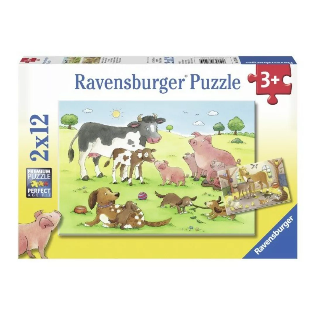 Glückliche Tierfamilien - Puzzle 2 X 12 Teile günstig online kaufen