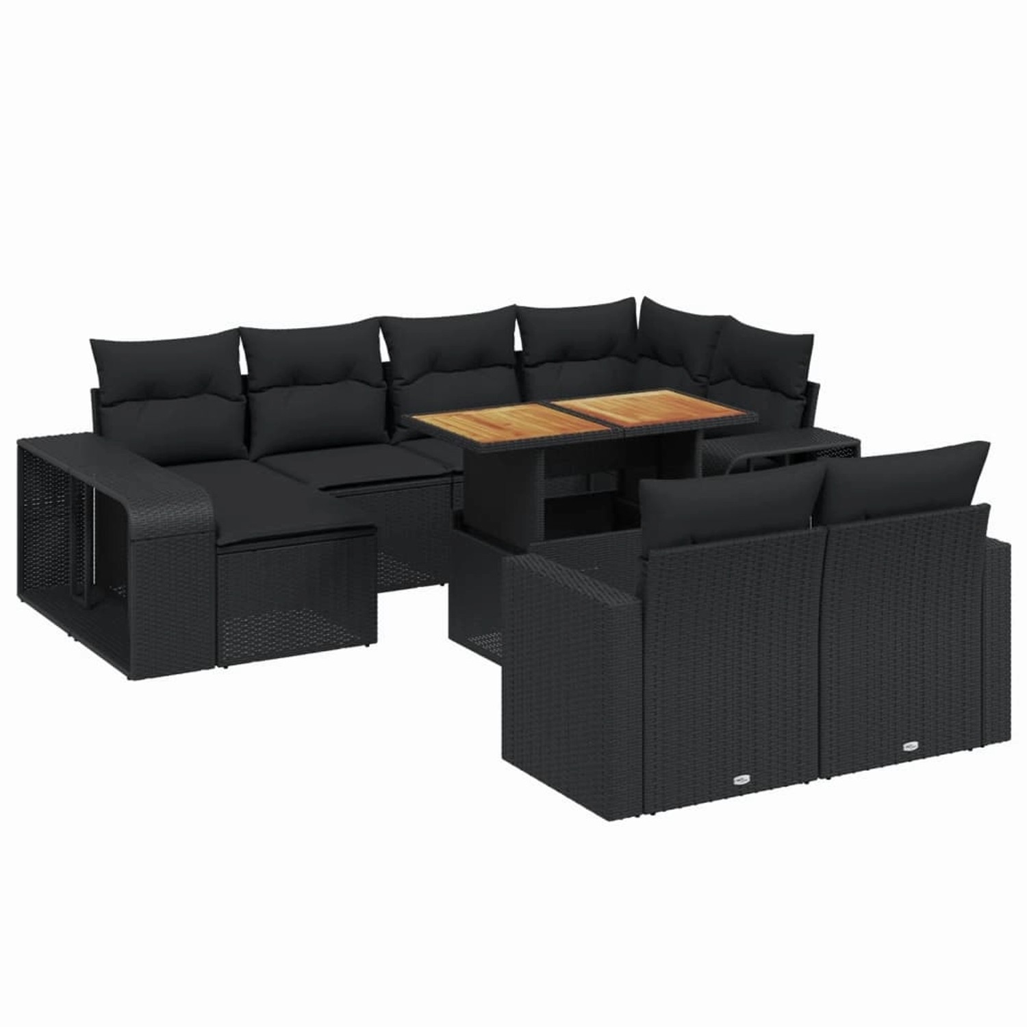 vidaXL 11-Tlg Garten-Sofagarnitur mit Kissen Schwarz Poly Rattan 3274588 günstig online kaufen