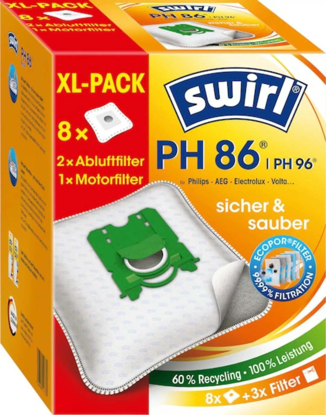 Swirl Staubsaugerbeutel »Swirl® PH 86/96 EcoPor® XL Vorteilspack«, (Packung günstig online kaufen