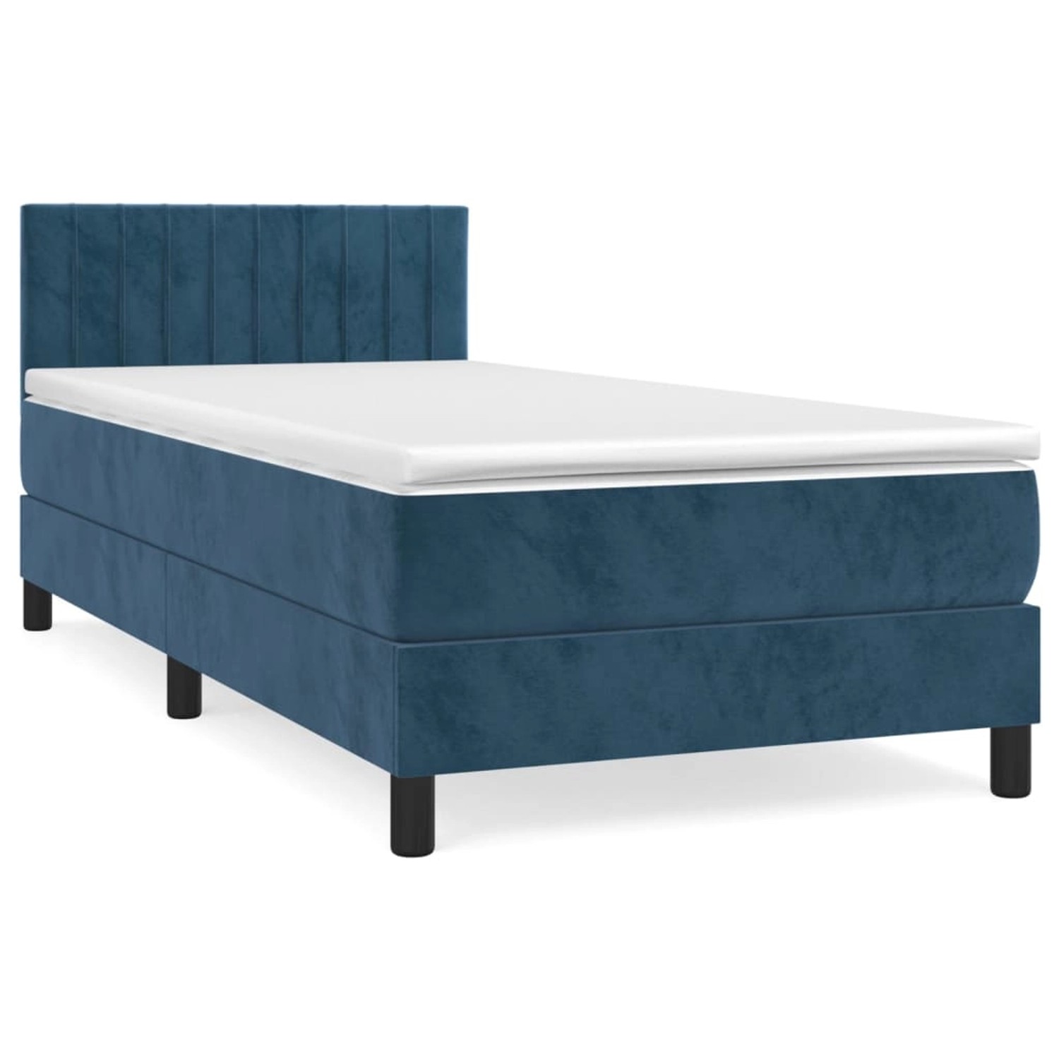 vidaXL Boxspringbett Boxspringbett mit Matratze Dunkelblau 100x200 cm Samt günstig online kaufen