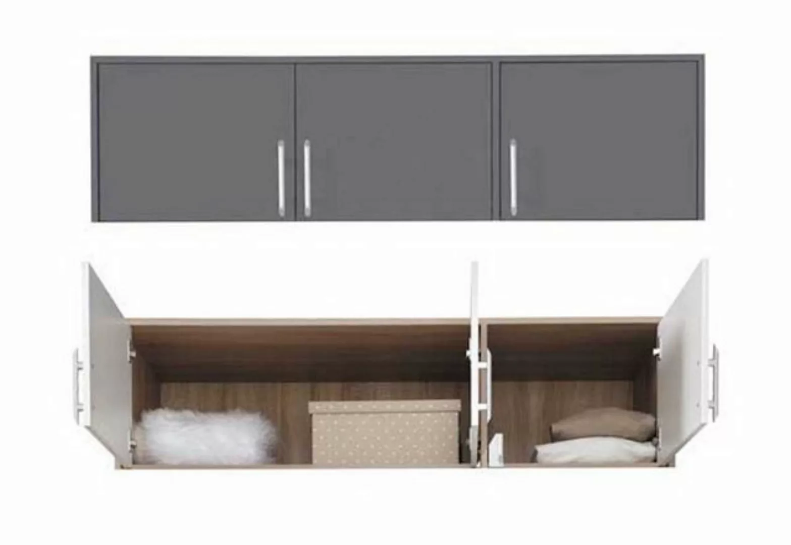 Feldmann-Wohnen Kleiderschrank Smart (1-St) 150x56x40cm anthrazit 3-türig günstig online kaufen