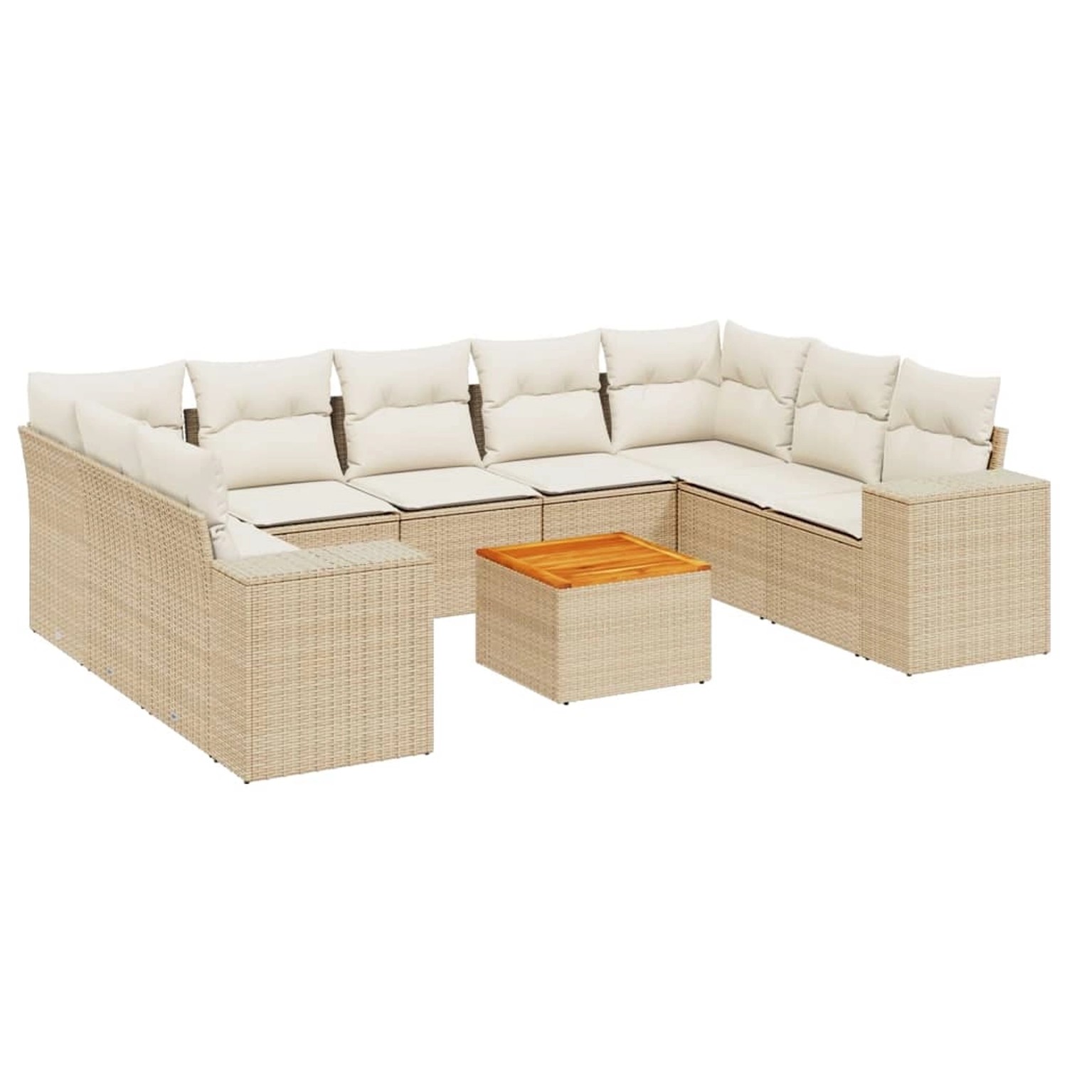 vidaXL 10-Tlg Garten-Sofagarnitur mit Kissen Beige Poly Rattan 3257920 günstig online kaufen