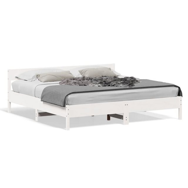 vidaXL Bett Massivholzbett mit Kopfteil Weiß 180x200 cm Kiefer günstig online kaufen
