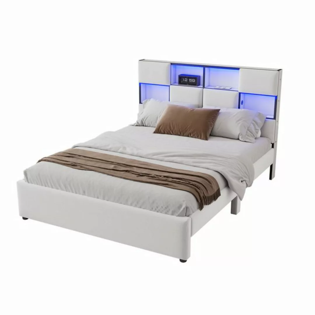 DOPWii Bett 140*200cm Flachbett mit Verstellbares Umgebungslicht,USB-Anschl günstig online kaufen