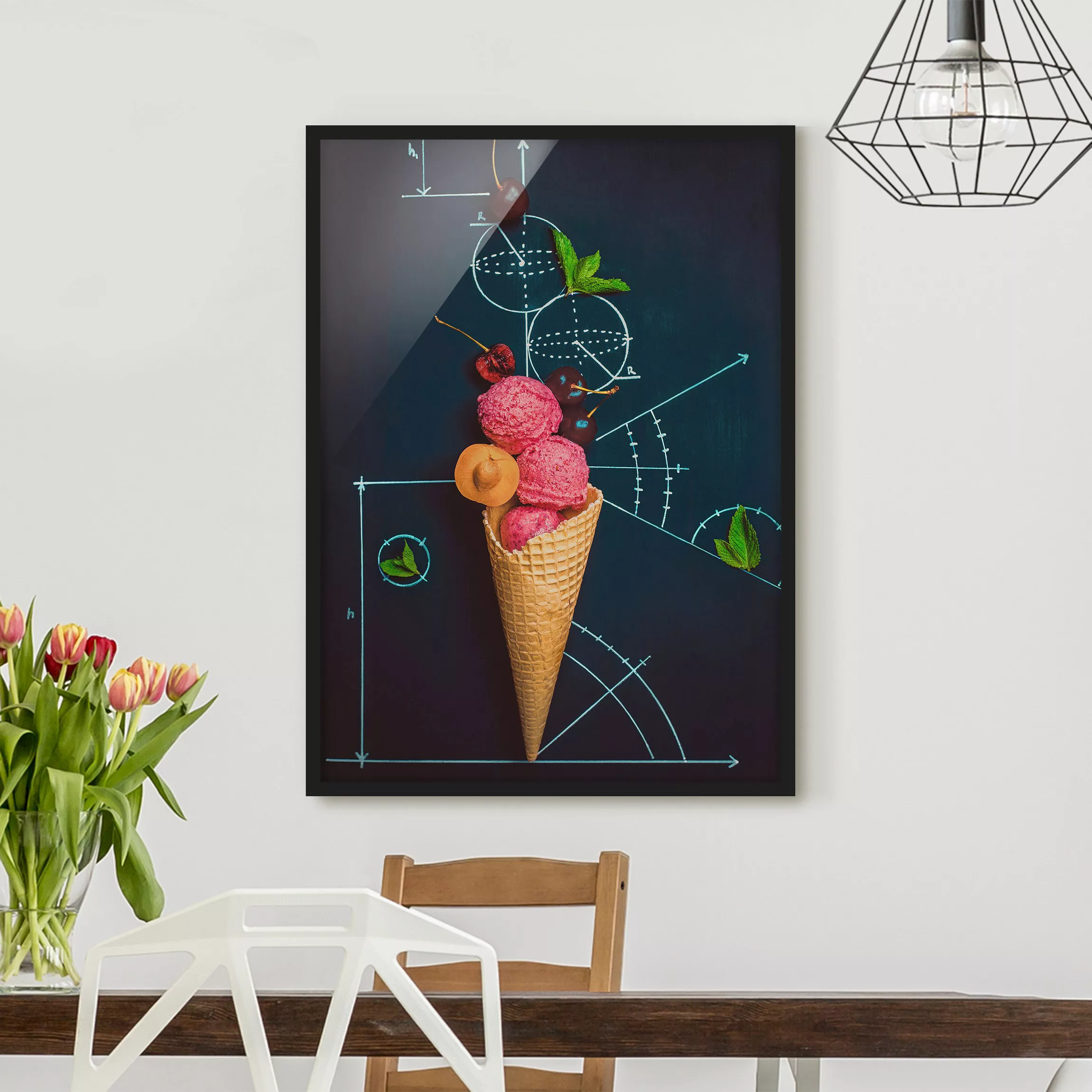 Bild mit Rahmen Küche - Hochformat Geometrie im Sommer günstig online kaufen