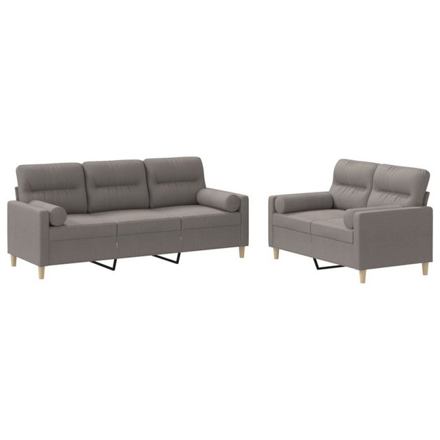 vidaXL Sofa Sofagarnitur Set mit Kissen Stoff, 2-tlg., Taupe günstig online kaufen