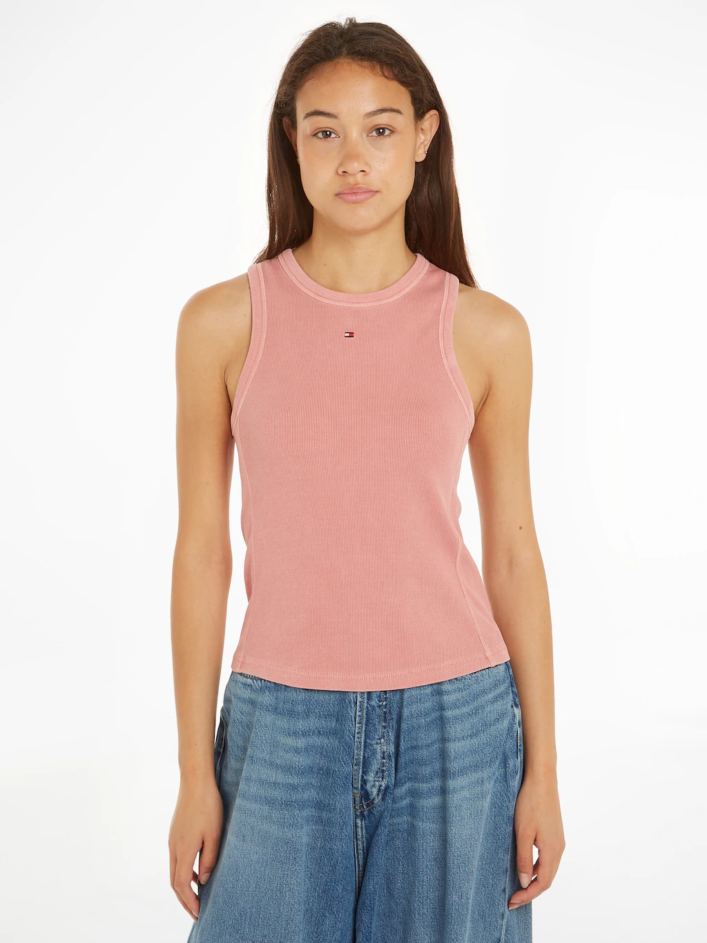 Tommy Hilfiger Rundhalsshirt MUTED GMD SLIM RIB TANK mit Logostickerei günstig online kaufen