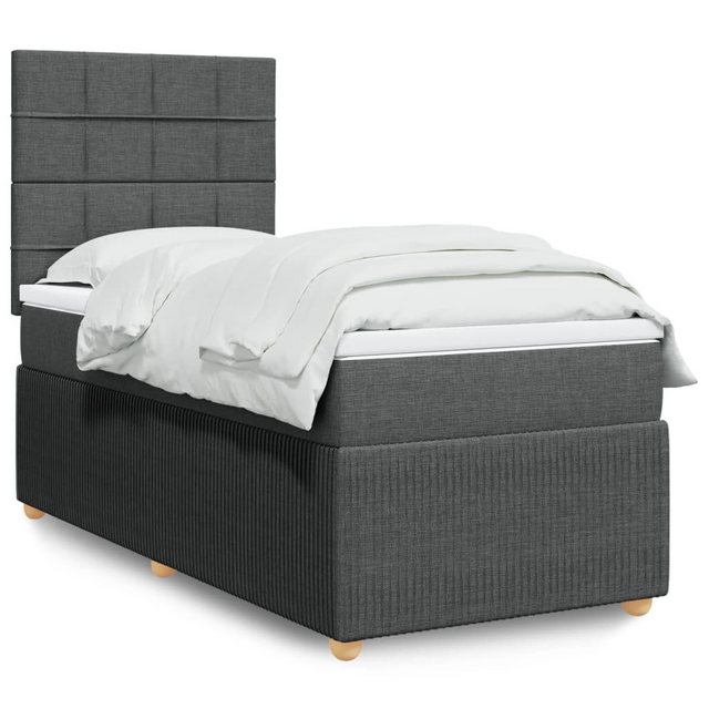 vidaXL Boxspringbett, Boxspringbett mit Matratze Dunkelgrau 80x200 cm Stoff günstig online kaufen