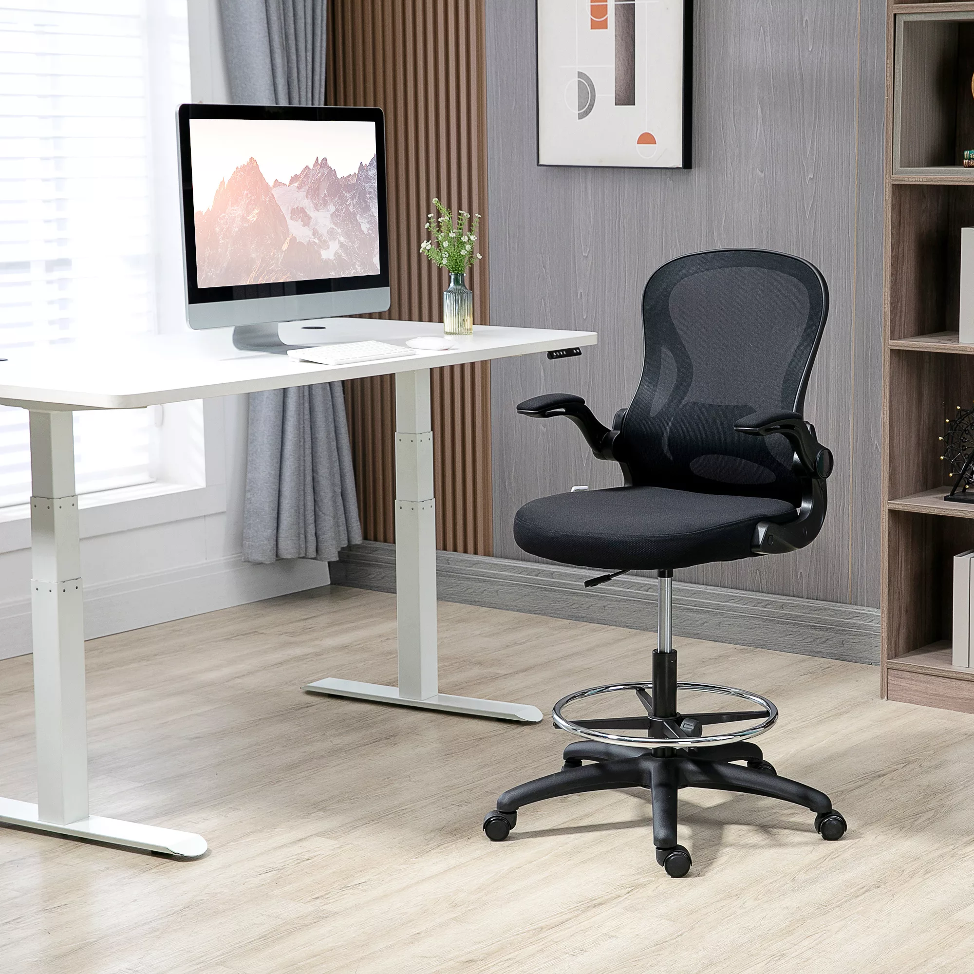 Vinsetto Bürostuhl  Ergonomischer Arbeitsstuhl mit verstellbarem Fußring, 1 günstig online kaufen