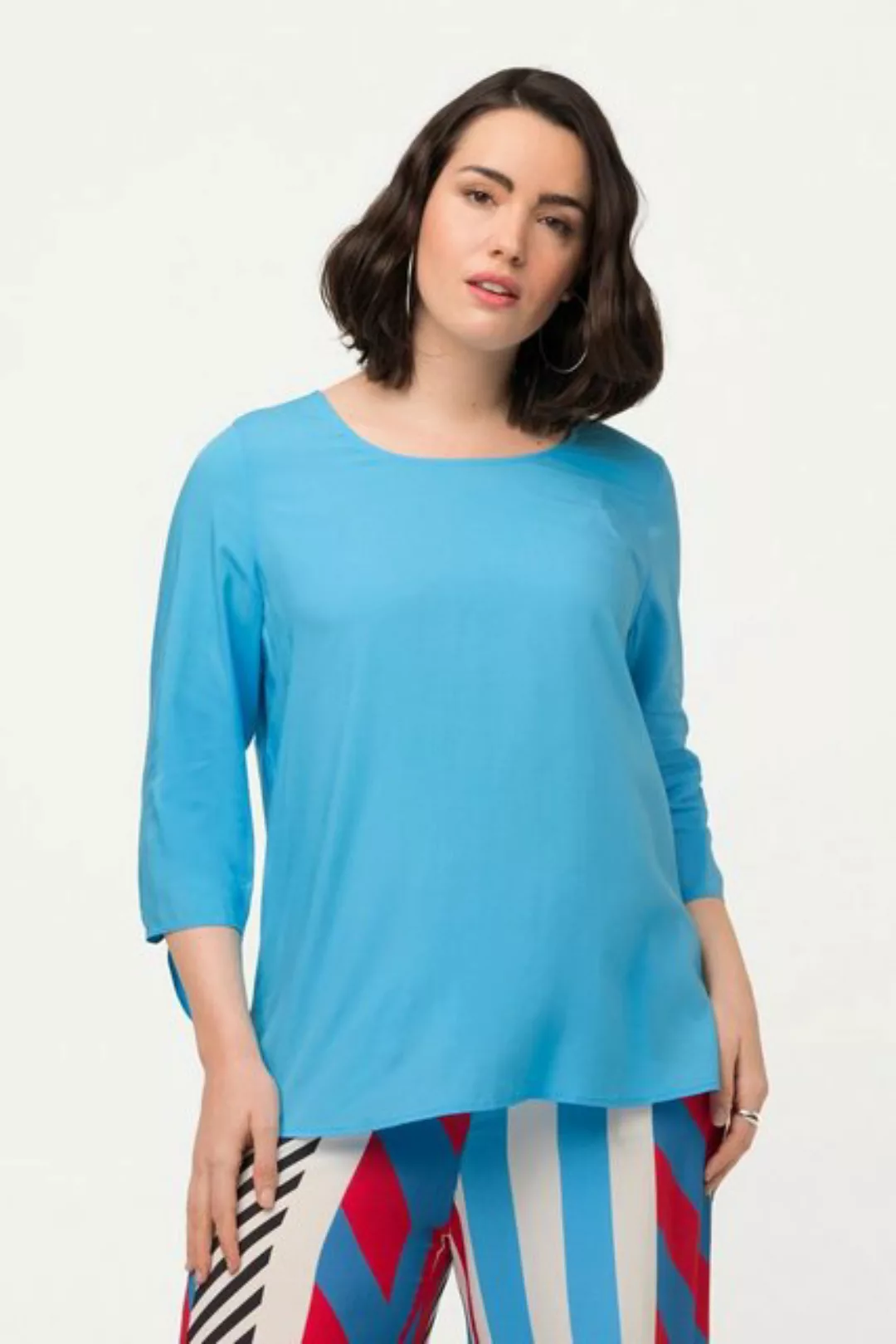 Ulla Popken Tunika Bluse Oversized Saumschleife Rundhals 3/4-Arm günstig online kaufen