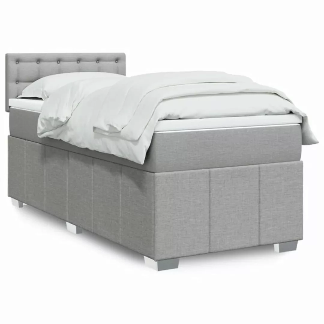 vidaXL Boxspringbett, Boxspringbett mit Matratze Hellgrau 100x200 cm Stoff günstig online kaufen