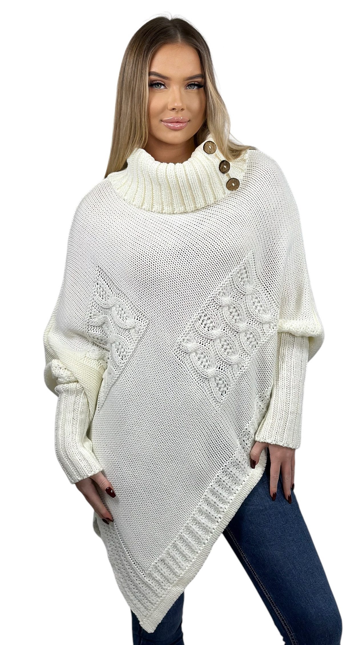 Mississhop Strickponcho Poncho Strick Sweatshirt Pullover günstig online kaufen
