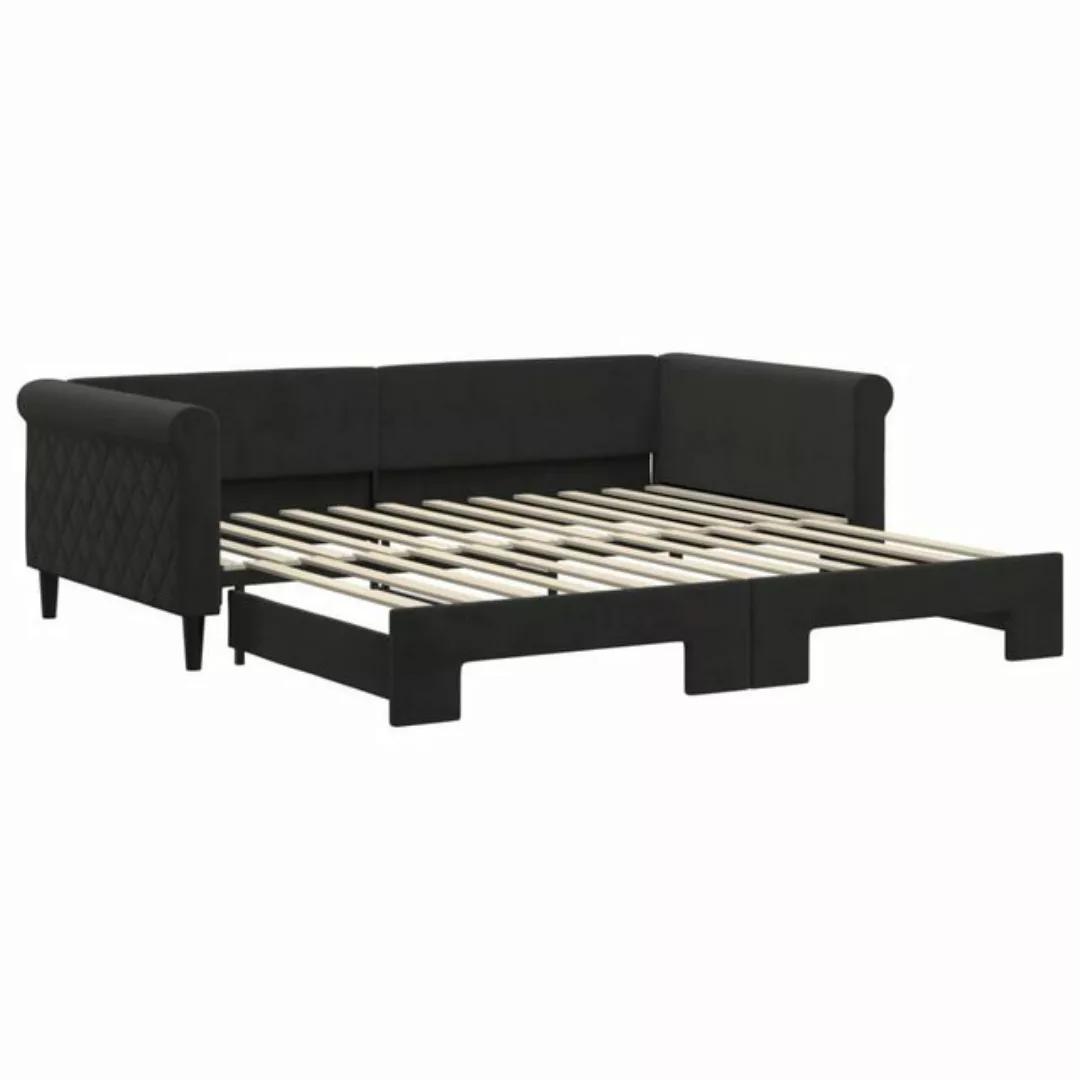 furnicato Bett Tagesbett Ausziehbar Schwarz 100x200 cm Samt (1-tlg) günstig online kaufen