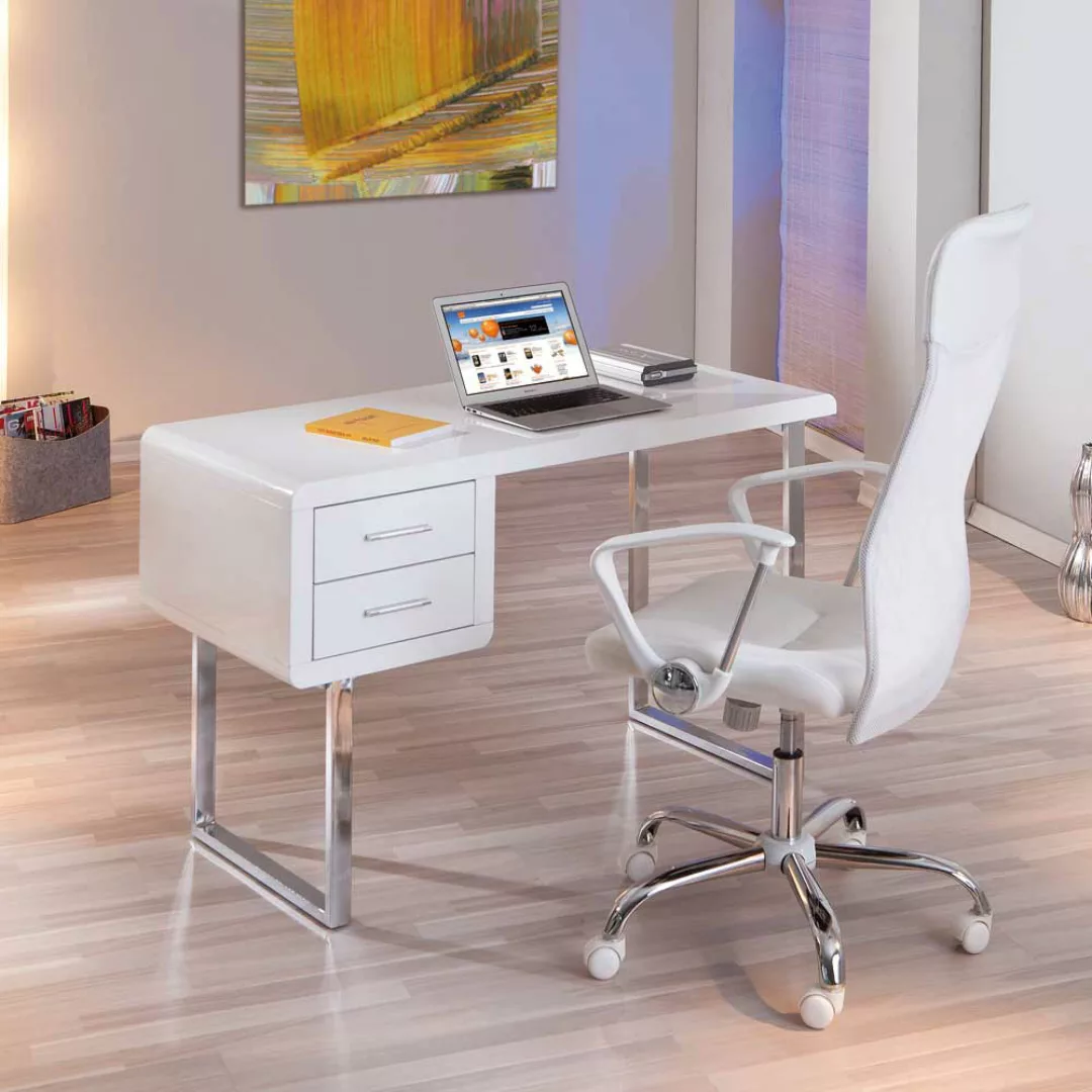 PC-Tisch in Weiß Hochglanz modern günstig online kaufen