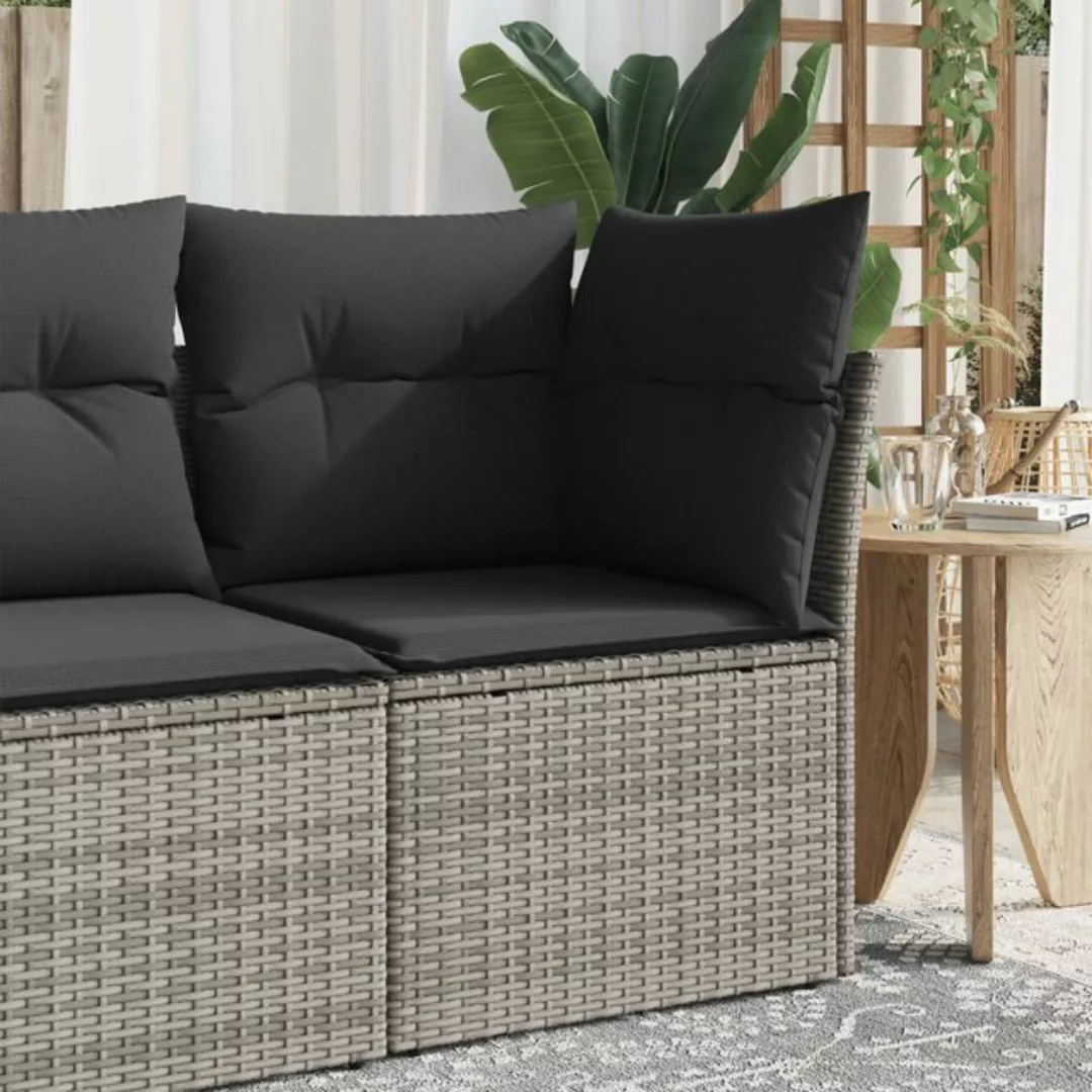 vidaXL Loungesofa Garten-Ecksofa mit Kissen Grau Poly Rattan, 1 Teile günstig online kaufen