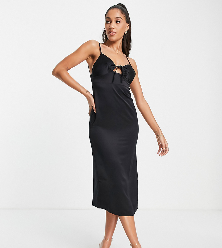 ASYOU – Midaxikleid aus Satin in Schwarz günstig online kaufen