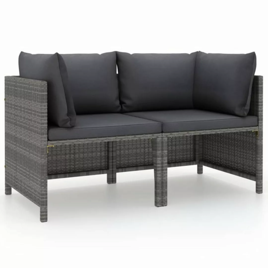 Vellora Big-Sofa 2-Sitzer-Gartensofa mit Polstern Grau Poly Rattan günstig online kaufen