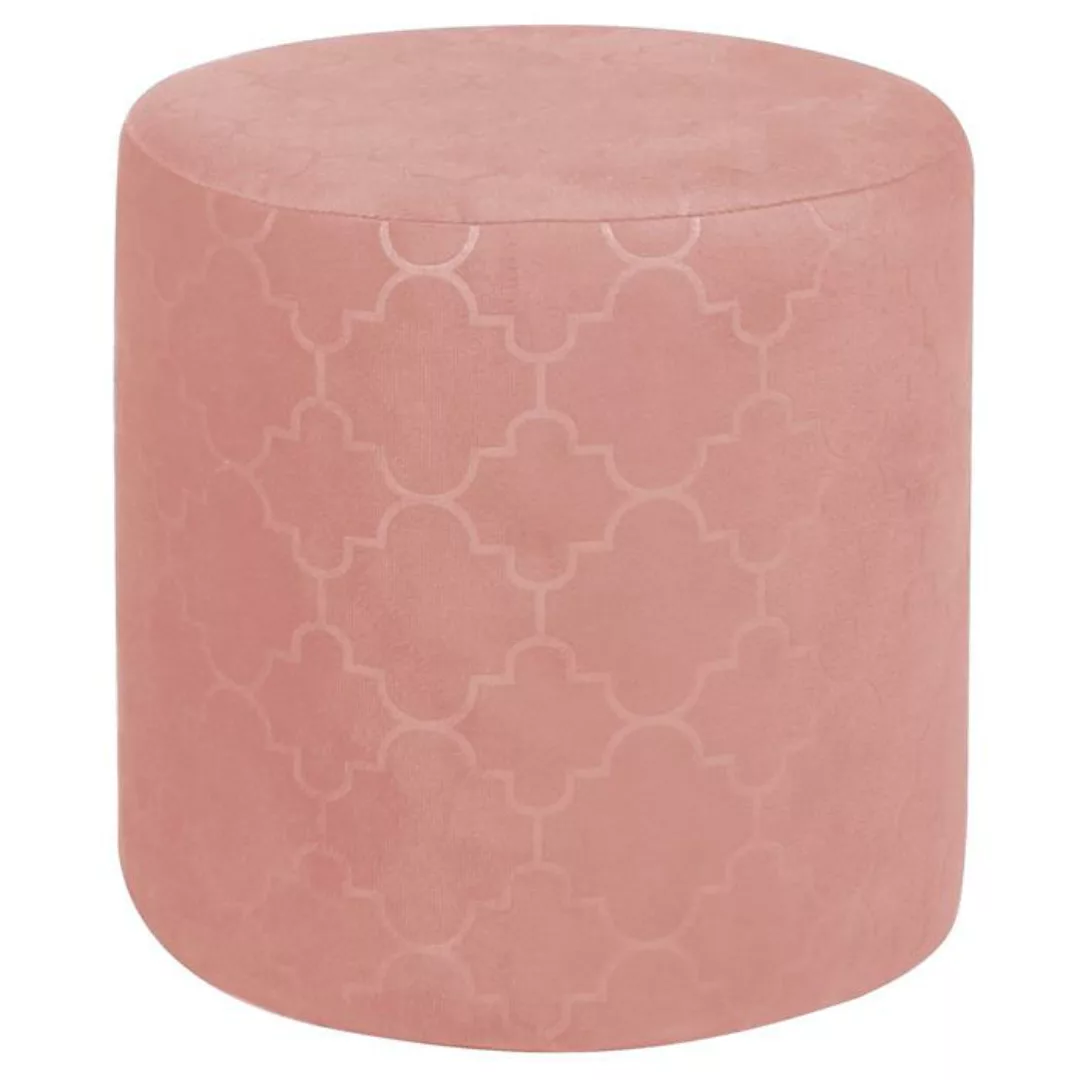 Sitzhocker ORLEANS rund mit Samt Stoff in rosa günstig online kaufen