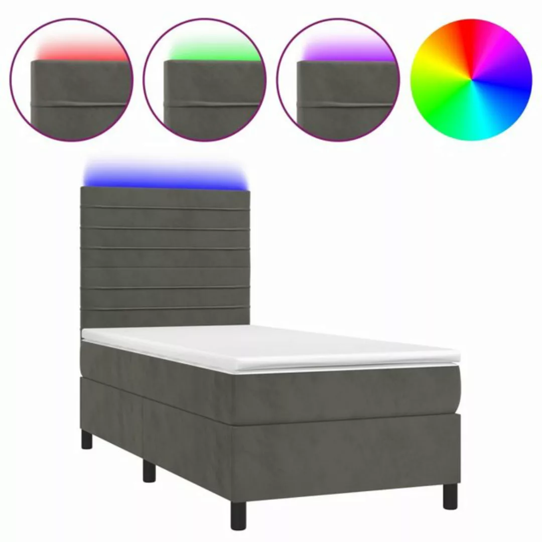 vidaXL Boxspringbett Boxspringbett mit Matratze & LED Samt (90 x 200 cm, Du günstig online kaufen