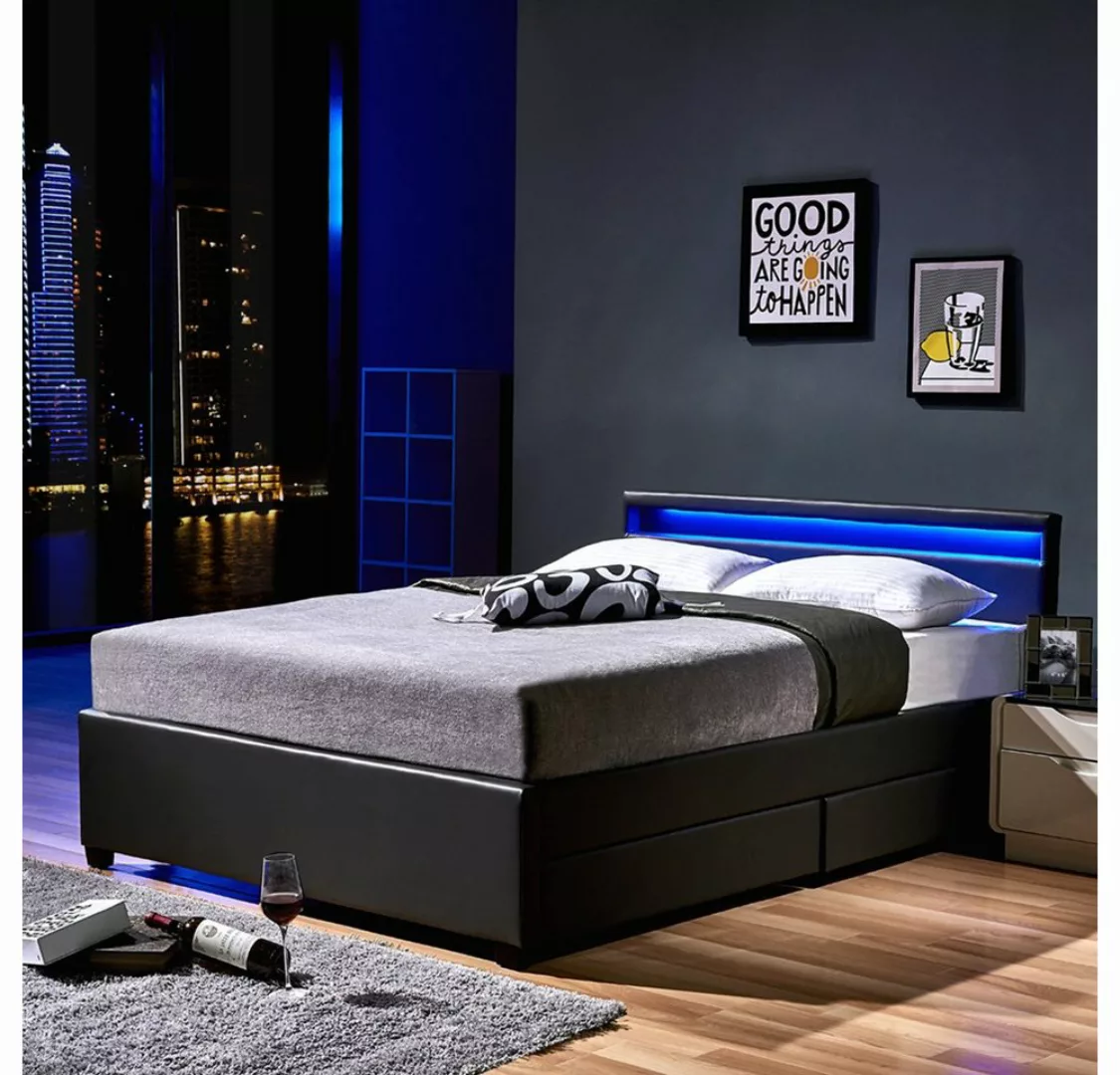 HOME DELUXE Bett LED Bett NUBE mit Schubladen (Set, 2-tlg., bett mit Schubl günstig online kaufen