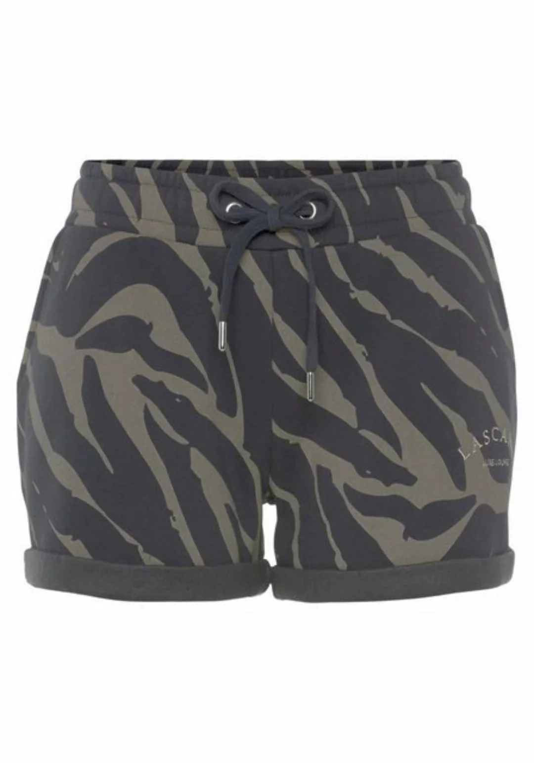 LASCANA Relaxshorts -Kurze Hose mit Zebradruck, seitlichen Taschen und Logo günstig online kaufen