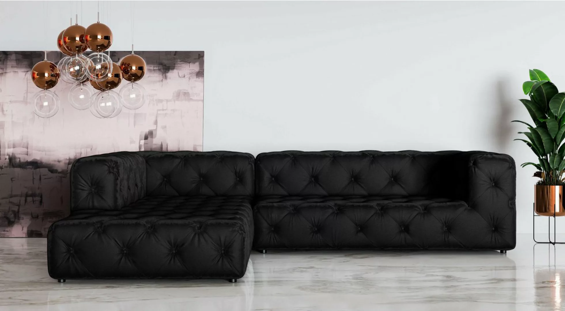 Places of Style Ecksofa FOLLINA, L-Form, mit klassischer Chesterfield-Knopf günstig online kaufen