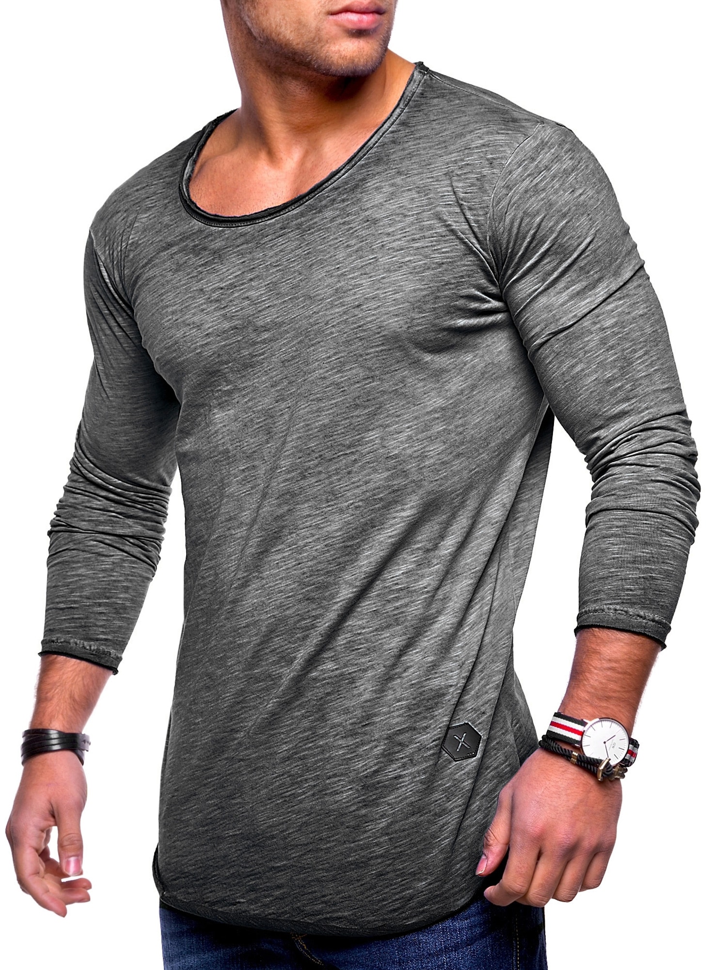 behype Langarmshirt "Dust L/S", mit weitem Halsausschnitt günstig online kaufen