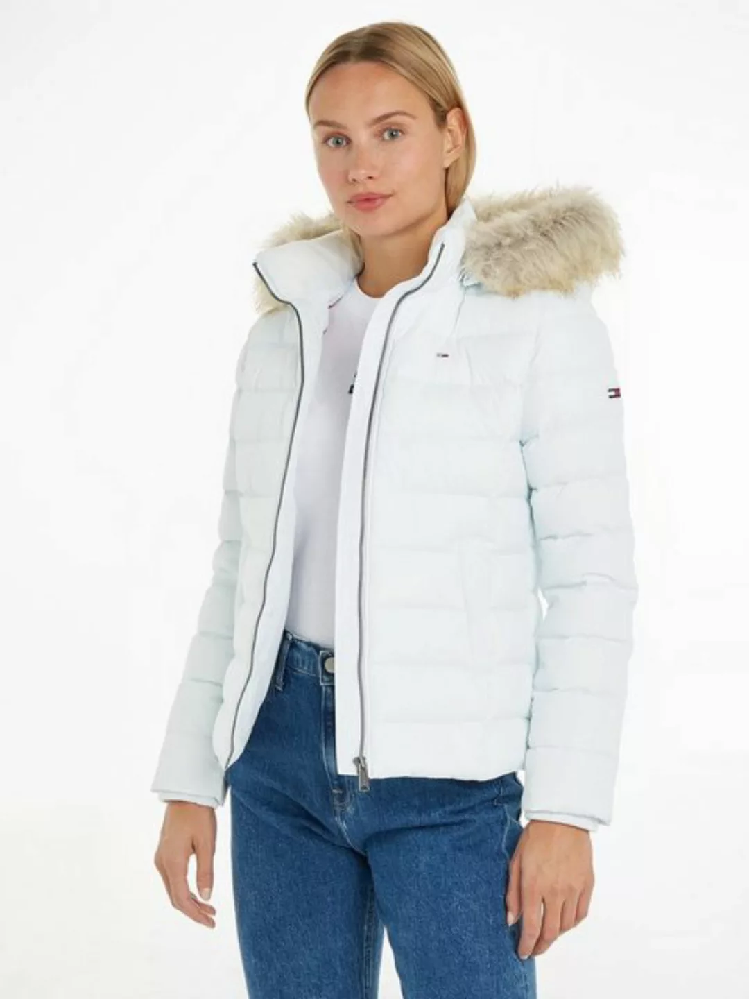 Tommy Jeans Daunenjacke mit Fellimitat an der Kapuze & Tommy Jeans Logo-Fla günstig online kaufen