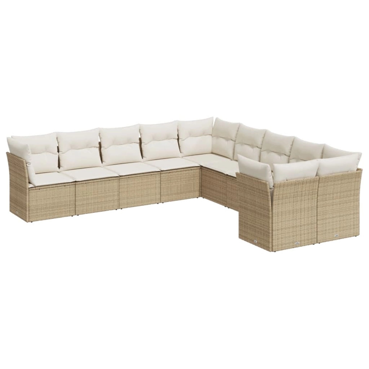 vidaXL 10-tlg Garten-Sofagarnitur mit Kissen Beige Poly Rattan Modell 30 günstig online kaufen