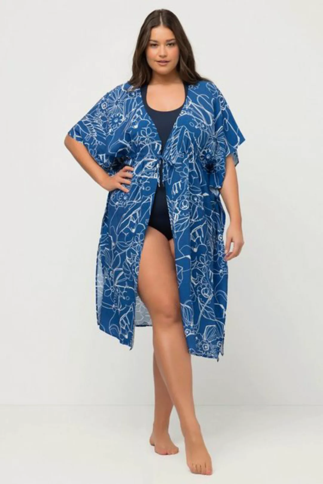 Ulla Popken Strandkleid Kaftan Tukan Bindeband lässig weit Halbarm günstig online kaufen