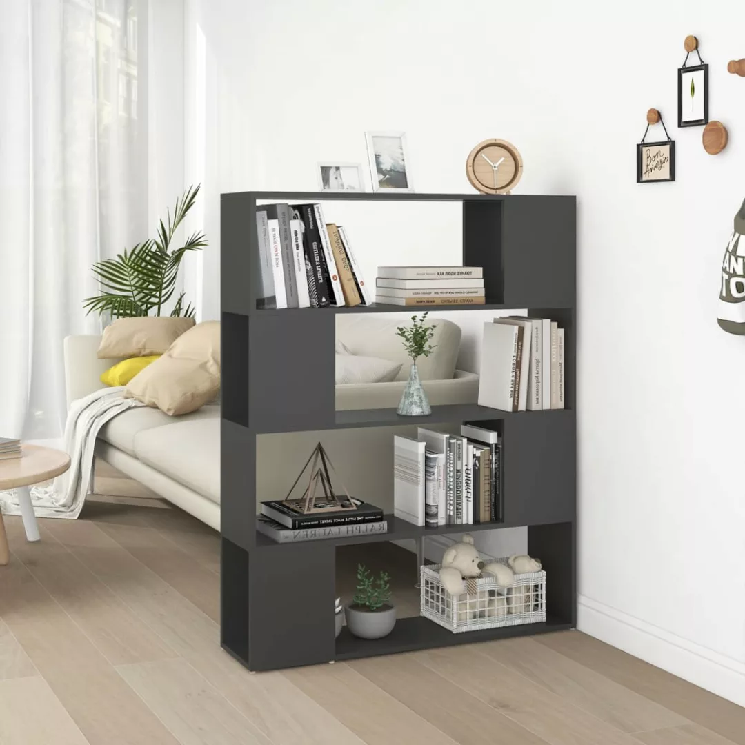 Bücherregal Raumteiler Grau 100x24x124 Cm günstig online kaufen