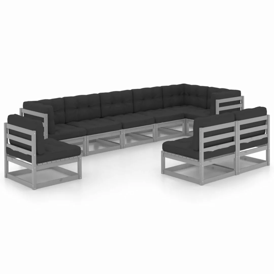 9-tlg. Garten-lounge-set Mit Kissen Kiefer Massivholz günstig online kaufen