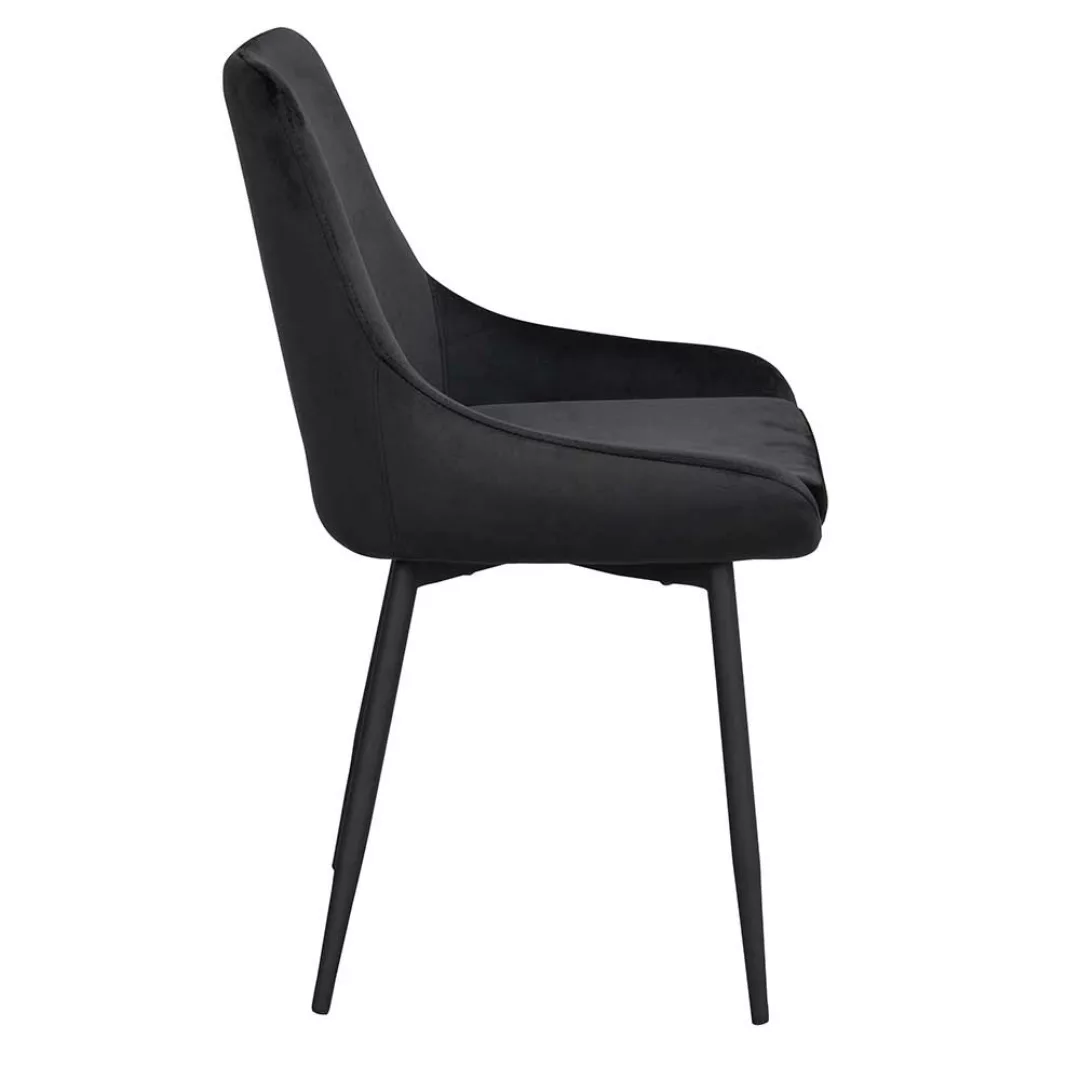 Esstisch Stühle in Schwarz Bezugsstoff aus Samt (2er Set) günstig online kaufen