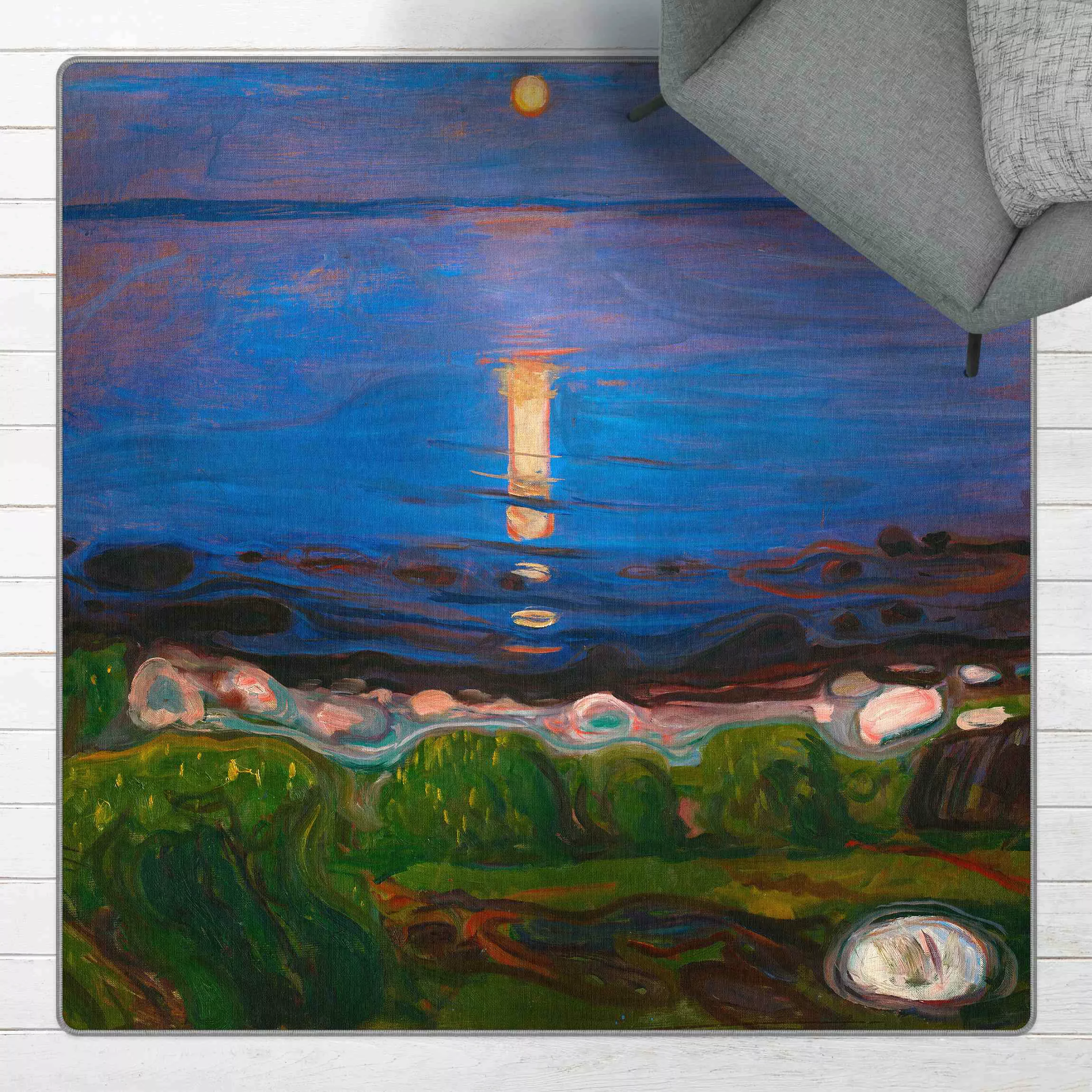 Teppich Edvard Munch - Sommernacht am Meeresstrand günstig online kaufen