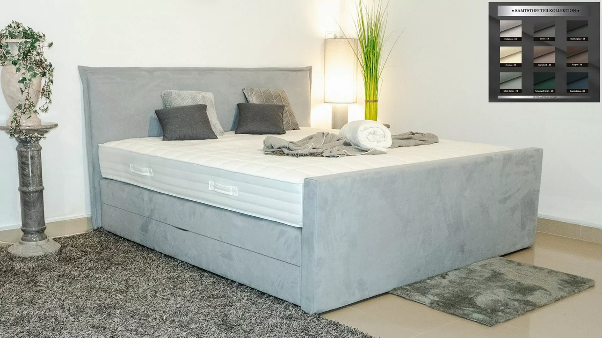 PAARA Boxspringbett Madrid mit Bettkasten Stauraum H2 H3 fussteil, mit einz günstig online kaufen