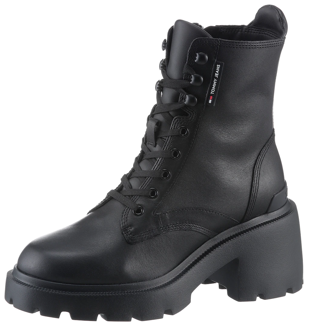 Tommy Jeans Schnürstiefelette "TJW MID HEEL BOOT LEATHER", Blockabsatz, Pla günstig online kaufen